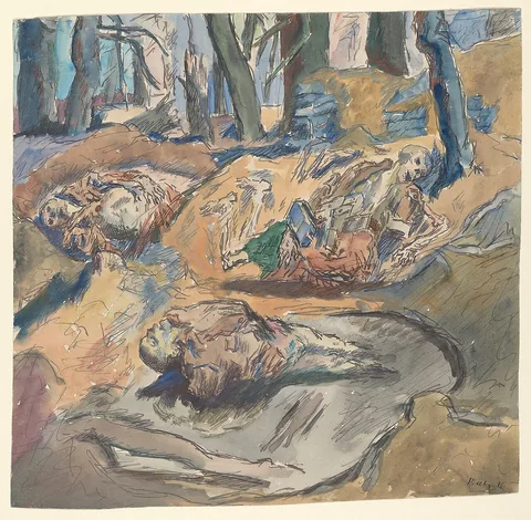 Renè Beeh, Dead Scottish Soldiers on the Battlefield near Ypres