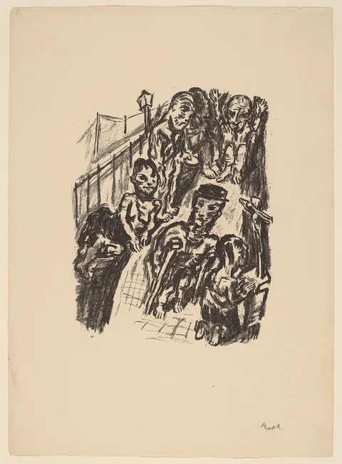Renè Beeh, Street Scene with a Cripple and a Praying Man