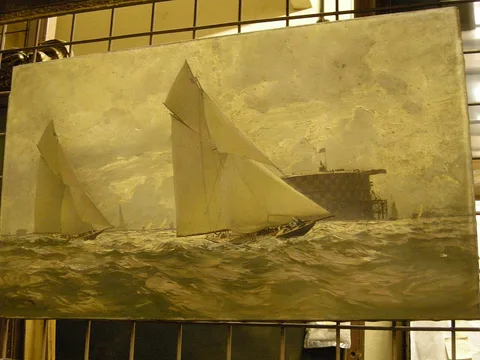Carl Saltzmann, Britannia and Navahoe(?) racing in the Solent, 1893