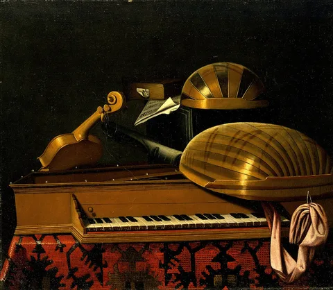 Bartolomeo Bettera, Still Life with Musical Instruments and Books
