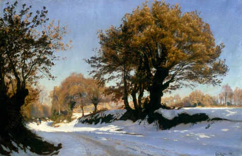 Christian Zacho, Winter Scene from Brittany, the First Snow
