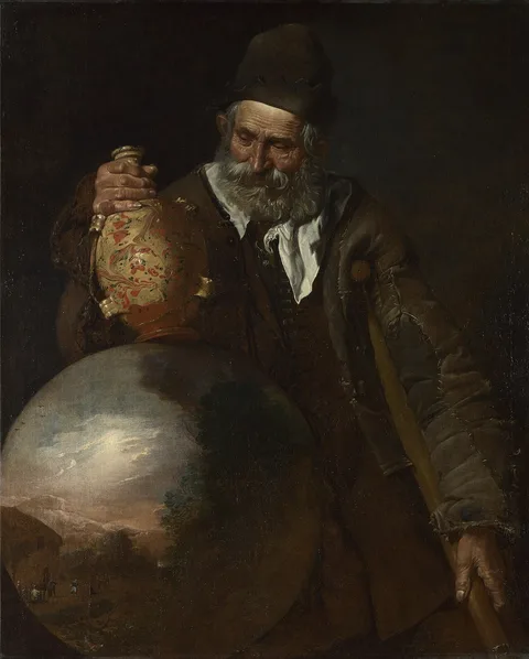 Pietro Bellotti, An Old Man holding a Pilgrim-Bottle