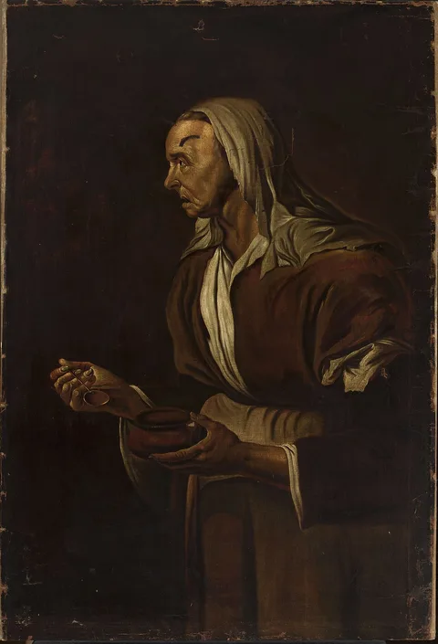 Pietro Bellotti, Portrait of an old woman with a bowl