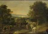 Izaak van Oosten, Landscape with a Cavalry Group