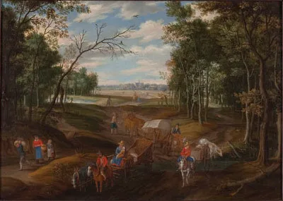 Izaak van Oosten, landscape with peasant car