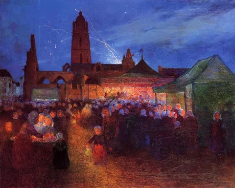 Ferdinand du Puigaudeau, July 14th Firevorks at Bourg-de-Batz
