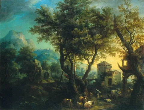 Antonio Diziani, Mountainous landscape with shepherds and flock