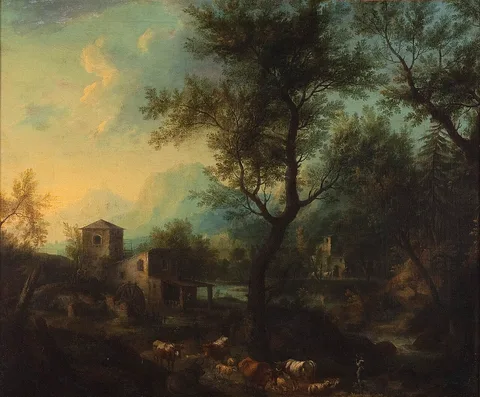 Antonio Diziani, Landscape with watermill