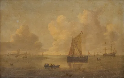 Willem van Diest, Seascape with a Town in the Background