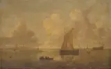 Willem van Diest, Seascape with a Town in the Background