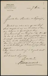 Simon Maris, Brief aan Pieter Haverkorn van Rijsewijk