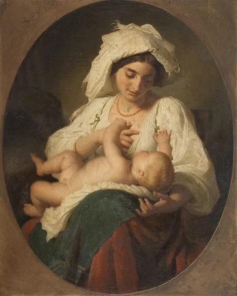 Jacques Alfred van Muyden, Abruzzi Woman with a Suckling Child