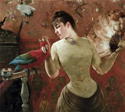 Eugène Joors, Lady with a Parrot