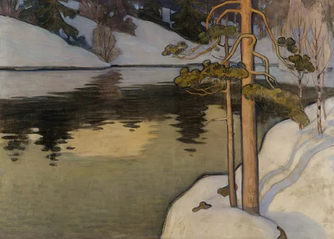 Väinö Blomstedt, Lake with Snow on the Shore