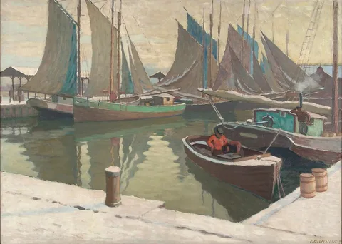 Väinö Blomstedt, Wintery Harbour View