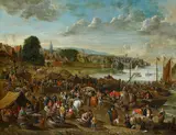 Alexander van Bredael, Market outside a town on a river