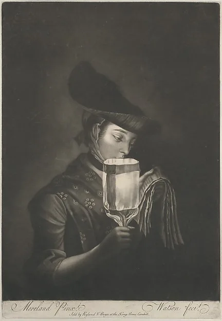 James Watson, A Girl Singing Ballads By a Paper Lanthorn