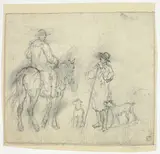 William Henry Pyne, Man with Dogs and Another on Horseback