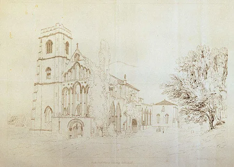 John Buckler, South west view of Llandaff Cathedral