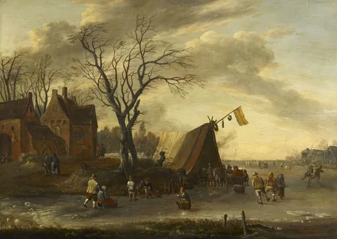 Jan Wouwerman, A Winter Scene with a Fair on the Ice