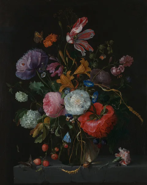 Jacob van Walscapelle, Flowers in a Glass Vase