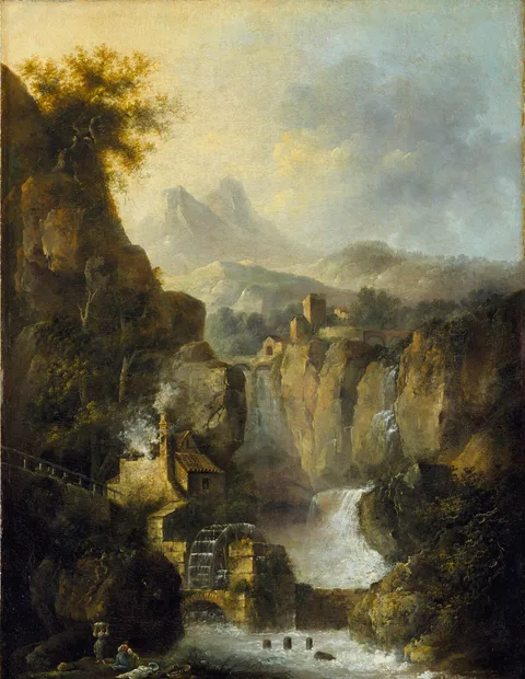 Louis Belanger, Mountainous Landscape with a Waterfall