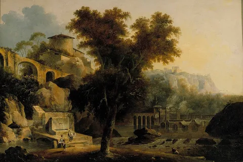 Louis Belanger, Italian landscape with ruins of an aqueduct