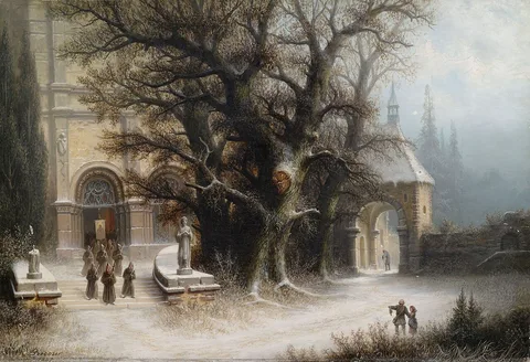 Albert Bredow, Procession at a Snowy Monastery