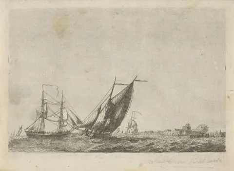 Hendrik Kobell, Schepen op zee bij een vesting