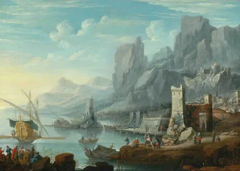 Hendrik Kobell, A Rocky Coast with a Town and Ships
