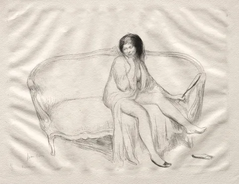 Jean Veber, Nude Woman Seated on a Sofa