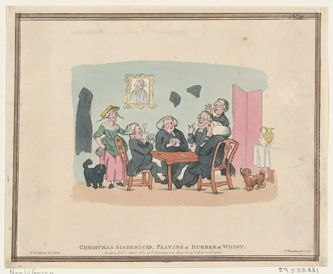 Henry Bunbury, Christmas Academics Playing a Rubber at Whist