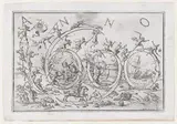 Giuseppe Maria Mitelli, 'Anno 1690' (the Year 1690), with numerous warring figures clambering on and hanging from the numbers, allusions to the Allegories of the Four Elements and the Four Continents