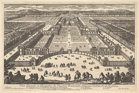 Adam Pérelle, Veüe generale en Perspective du Château Bassecourt, Anticours, Jardins, &c. de Richelieu