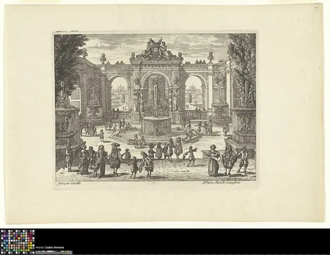 Adam Pérelle, View of a fountain in the gardens of Versailles