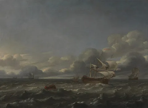 Jan Theunisz Blanckerhoff, Men of War in a Stiff Breeze