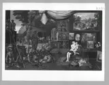 Hendrick van Balen the Younger, Venus and Amor in a hall with ... and paintings
