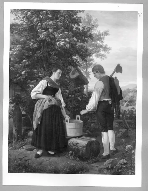 Karl Roux, a young couple at the well
