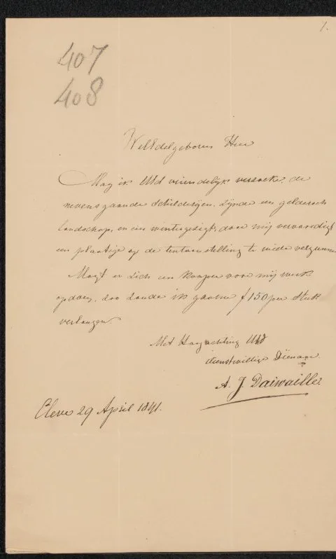 Alexander Joseph Daiwaille, Brief aan G.M.C. Hooft