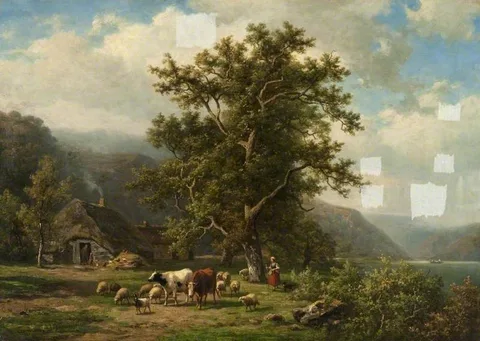 Alexander Joseph Daiwaille, Landscape with Cattle