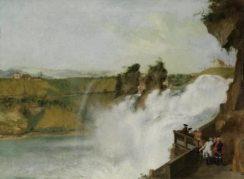 Philipp Hieronymus Brinckmann, Der Rheinfall bei Schaffhausen mit Kurfürst Karl Theodor von der Pfalz und Gefolge