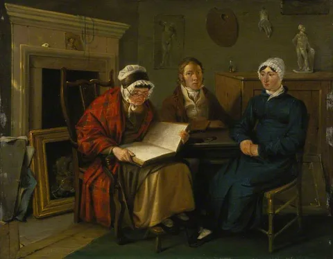 Alexander Carse, Alexander Carse, about 1770 - 1843. Artist (Self-portrait) (Probably Alexander Carse with his mother and sister)