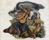 Xavier Gonzalez, Music of the Plains (mural study, Kilgore, Texas Post Office)