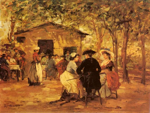 Raffaello Sorbi, An Outdoor Cafe