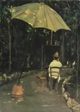 Silvestro Lega, The painter Tommasi painting in the garden