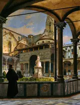 Odoardo Borrani, The Pazzi Chapel; The cloister of Santa Croce in Florence