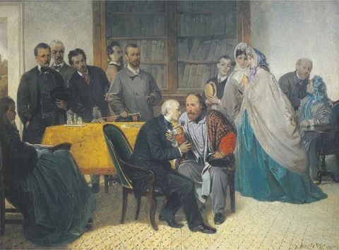 Sebastiano De Albertis, Giuseppe Garibaldi visiting Alessandro Manzoni on 15 March 1862