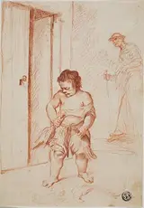 detto Spagnolo Giuseppe Maria Crespi, Study for plate 4 of Bertoldo, Bertoldino, e Cacasenno (recto); Fragmentary Copy (verso)