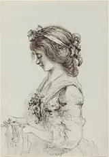 Dominique Vivant Denon, A Young Woman Sewing [recto]