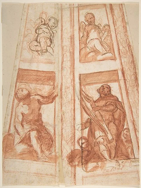 Mattia Preti, Design for the Decoration of a Cupola with a Prophet, King David and Two Putti